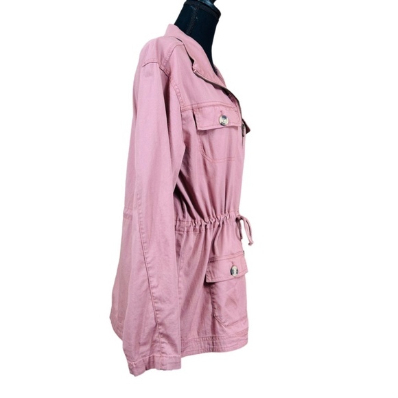 Cactus & Pearl New Dusty Rose Cotton Full Zip Anorak Utility Jacket Size M - Picture 2 of 9